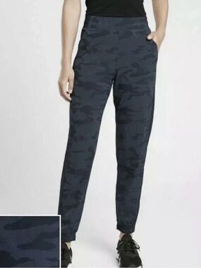 Athleta Brooklyn Camo Joggers navy straight leg high waist pants leggings sz 4